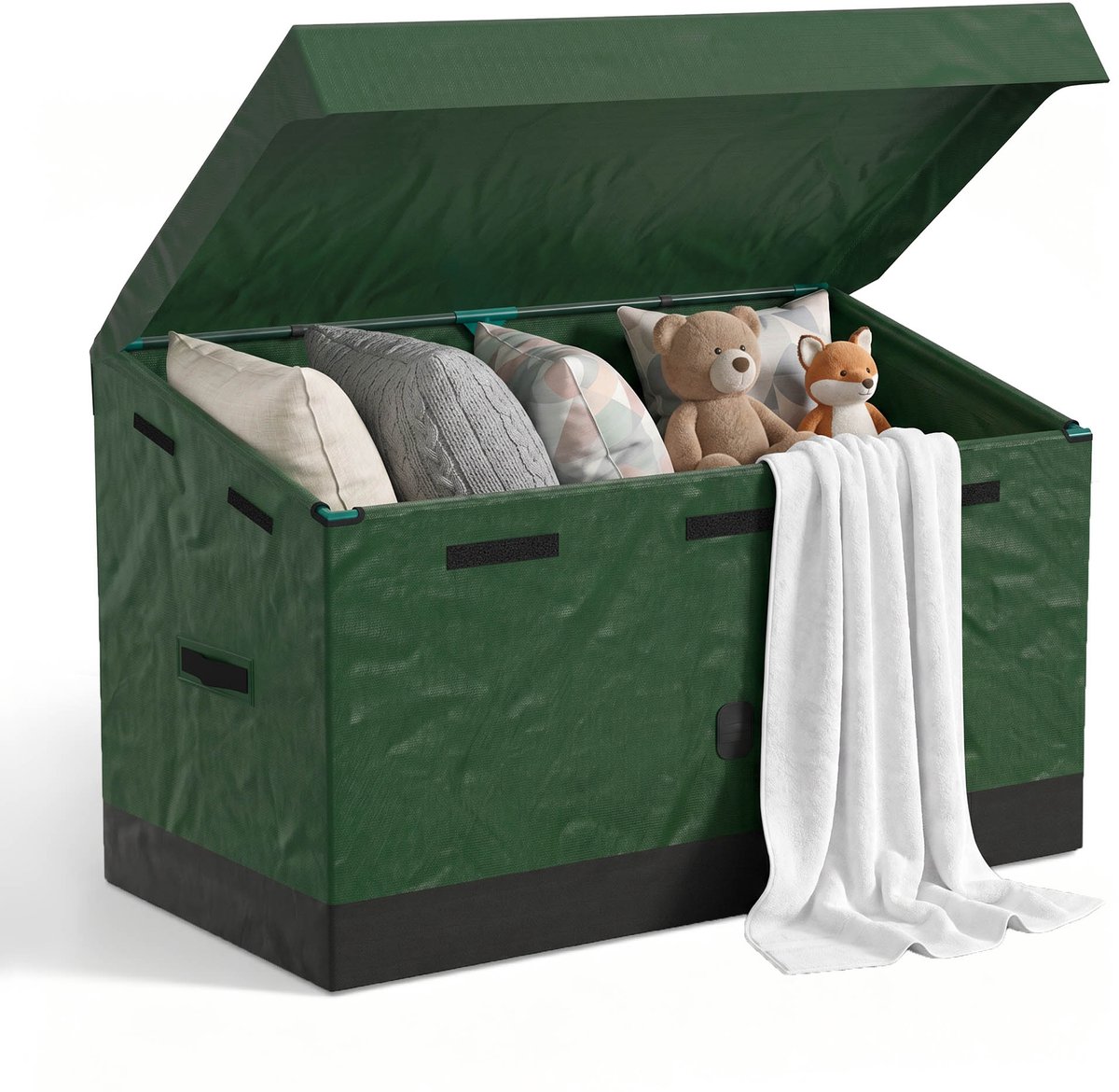 530L Tuinbox - Waterdichte Kussenbox met Handgrepen - Buiten Tuinkast - Veelzijdige Opbergbox voor Terras, Balkon & Garage - Groen - NAIZY