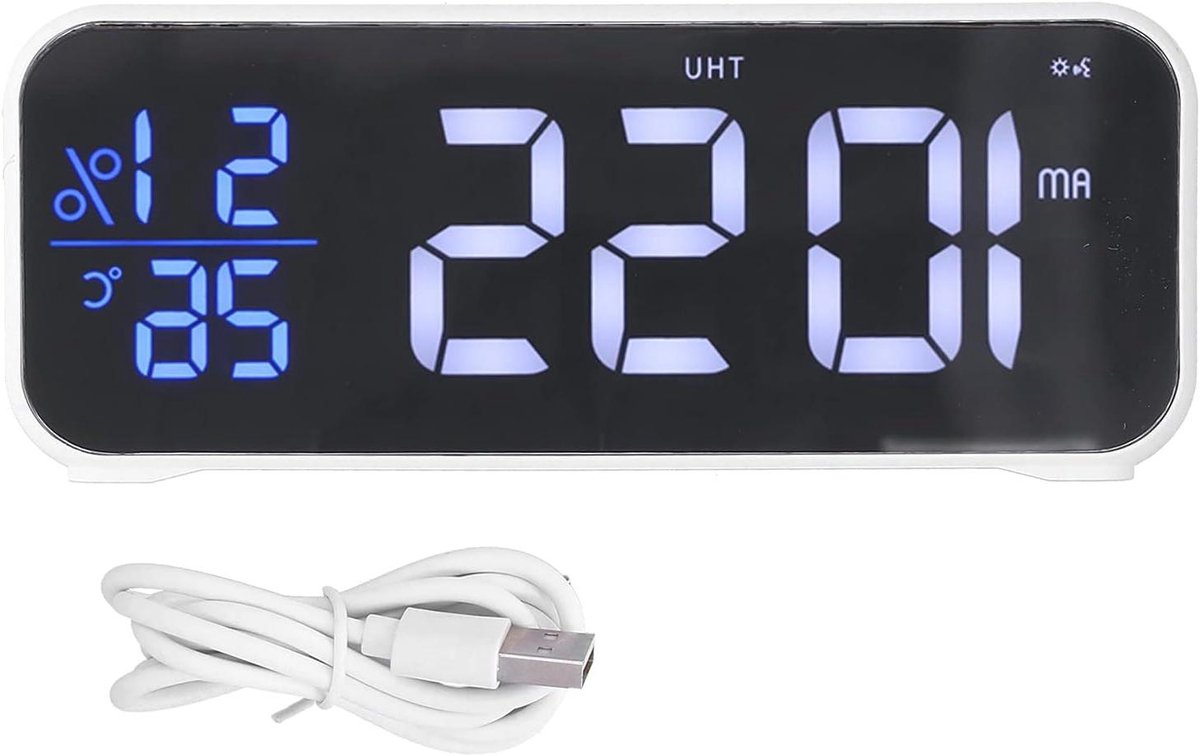 Digitale Wekker - Groot Display - Wakker Worden - Instelbare Helderheid - 165 cm - Zwart