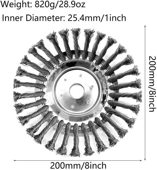 Onkruidborstel Grasmaaier - Wiedkop Staaldraad - Gazon Onderhoud - Roestbestendig Staaldraad - 20 cm - Zilver van Merkloos	 — afbeelding 2