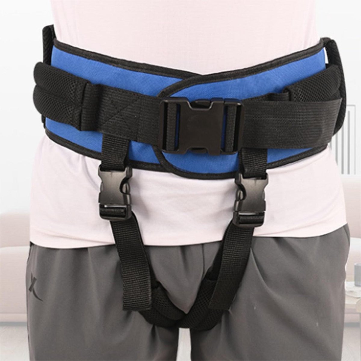 Transferband Met Handgrepen - Patiënt tilband - Ouderen Helpen - Verstelbare Beenbanden - Laadgewicht 100 Kg - Blauw