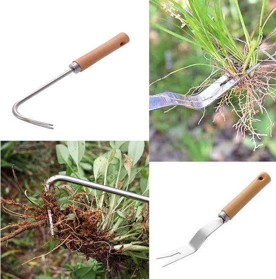 2Pcs Hand Onkruidverwijder Tool Tuin Handmatige Onkruid Trekker Met Handvat Oprit Onkruid Tool RVS Diepe Wortel Onkruid Gereedschap Voor Patio Scheuren Gazon Gras — afbeelding 4