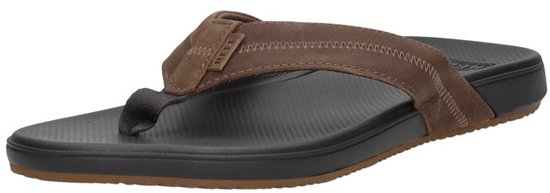 Bruine Reef teenslipper met gevulkaniseerde zool en suède band.