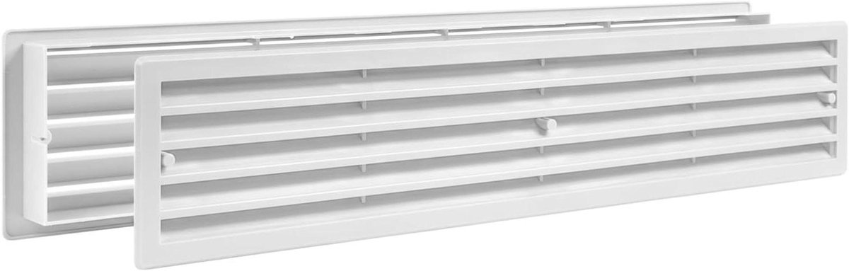 Deurventilatie Rooster - Ventilatierooster Dubbelzijdig - Luchtstroom Verbeteren - Vochtbestendige Kunststof - 45 x 9 cm - Wit