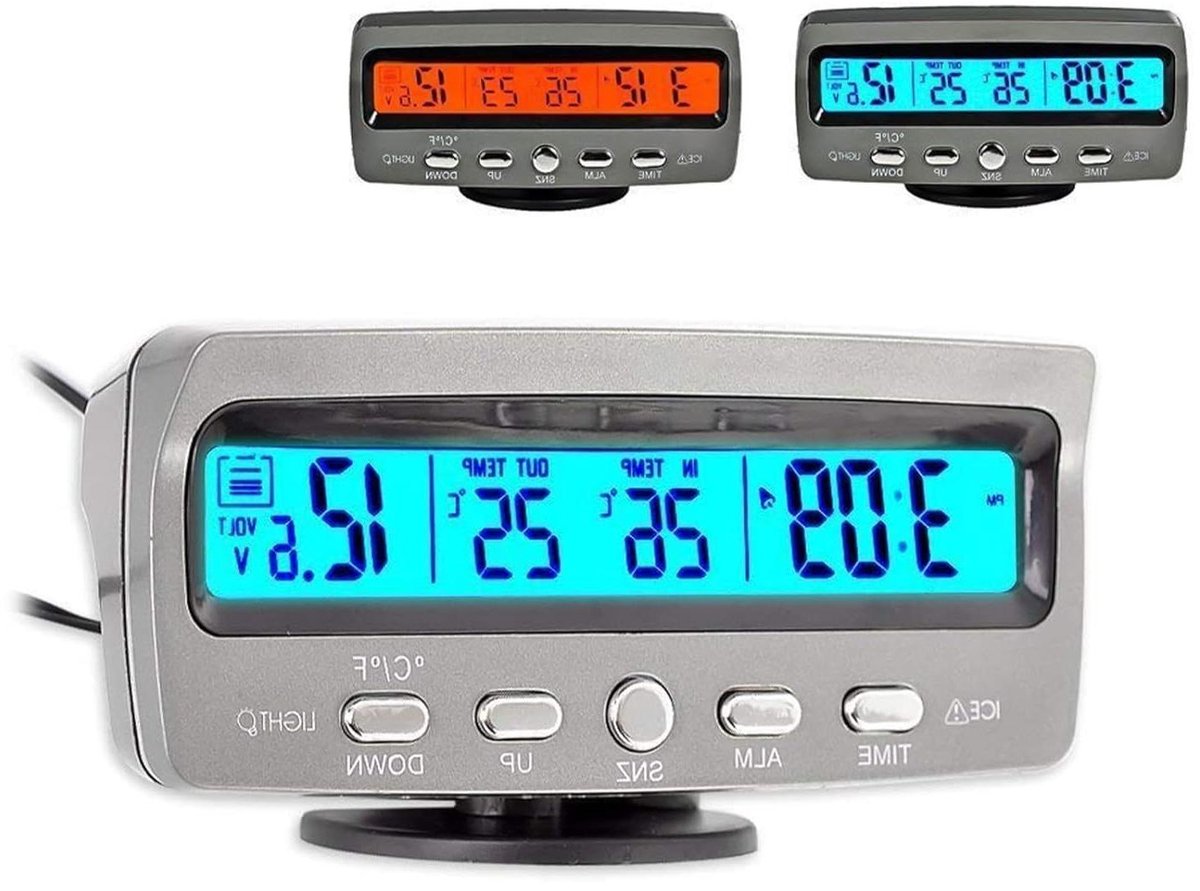Digitale Autothermometer - Auto Temperatuurmeter - Auto Interieur Bewaken - Dubbele Temperatuursensoren - -50 tot 70 °C - Zwart
