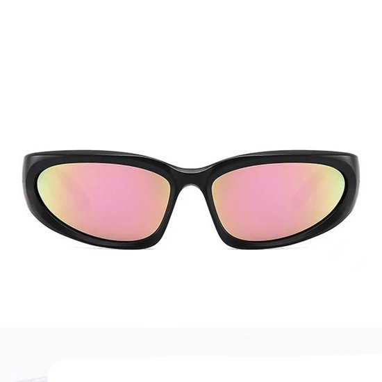 Festival zonnebril - Rave bril - Techno - Party glasses - Sportief model - Zwart - Oranje/groene lenzen van Festival — afbeelding 2