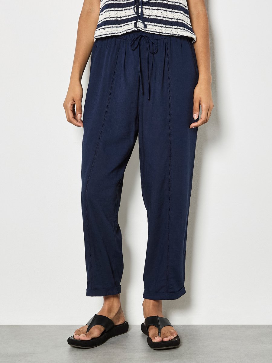 Linnen joggingbroek met ladderkant
