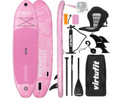 VirtuFit Cruiser Opblaasbaar SUP Board 305 cm - Max. 180 kg - Complete Set - Incl. Kajak Zitje, Peddel, Pomp, Tas & GoPro-mount - Stand Up Paddle Board - Roze