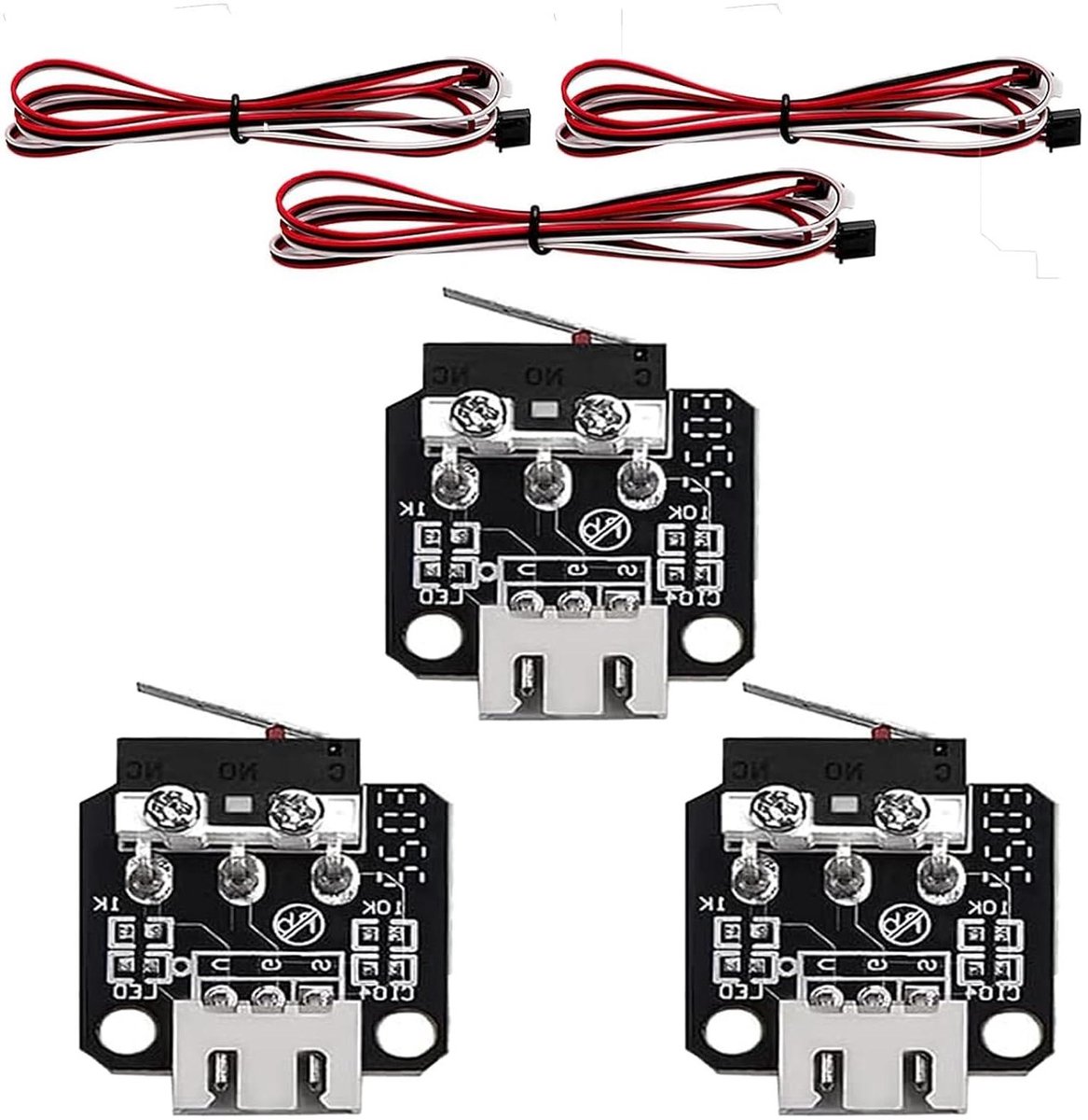 3D printer eindschakelaar - Mechanische module - Nauwkeurig printen - 3-polige besturing - 3 stuks - Zwart