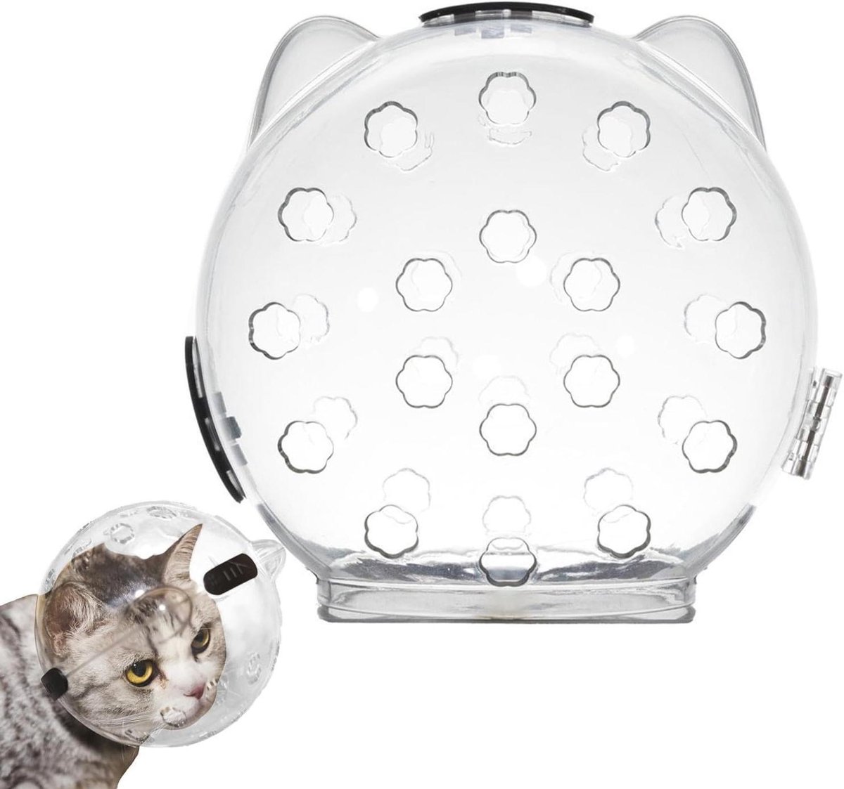 Katten Muilkorf - Kattenhelm Kattenkap - Veilige Verzorging - Ademende Opening - Maat S/L - Transparant