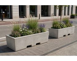 Rockwood® Afzetblok/bloembak beton grijs of antraciet met lepelgaten 156x50x50cm