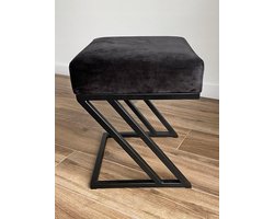 Zitpoef met poten - Voetenbank poef - Extra zitplaats - Geen montage nodig - 35 x 35 x 45 cm