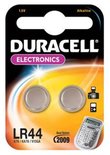 Duracell Electronics LR44 batterijen, 1.5V, in oranje verpakking met twee zilveren batterijen.