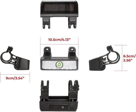 VHV - Scooter Fietsverlichting Voorlicht - Solar LED Voorlicht Fiets voor Nacht Rijden - 300 mAh accu, slimme sensor - voor Fiets, Elektrische Step, Skateboard en Avondritten — afbeelding 3