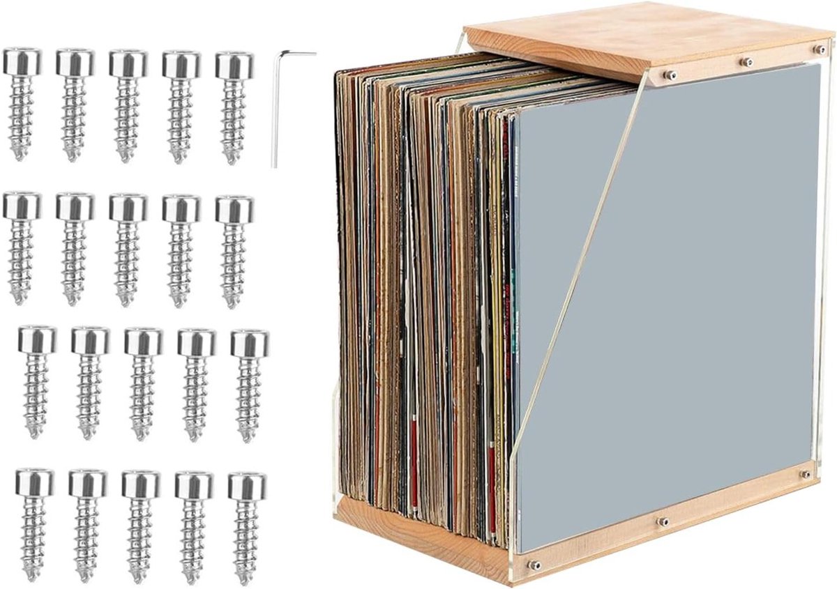 Grammofoonplaten Houder - Vinyl Opberger - Muziek Collectie Tonen - Helder Acryl Display - 34W x 7H cm - Transparant
