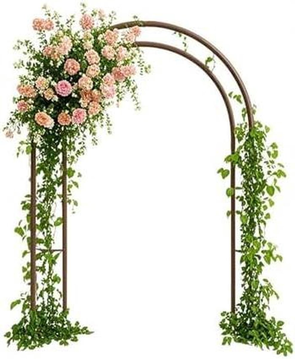 Rozenboog Metaal - Tuinboog Rankrooster - Planten Ondersteunen - Verzinkt Staal PE Coating - B180 x H220cm - Bruin