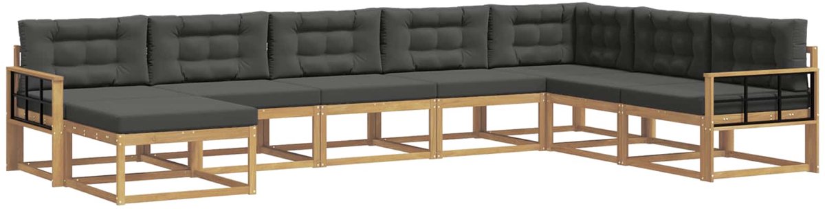vidaXL Buiten - bank - set - 8 - st - 8-zits - Wit - en - antracietkleurig Wit en antracietkleurig