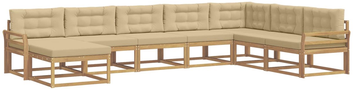 vidaXL Buiten - bank - set - 8 - st - 8-zits - Wit - en - Beige Wit en Beige