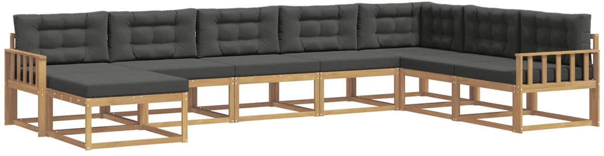 vidaXL Buiten - bank - set - 8 - st - 8-zits - Wit - en - antracietkleurig Wit en antracietkleurig
