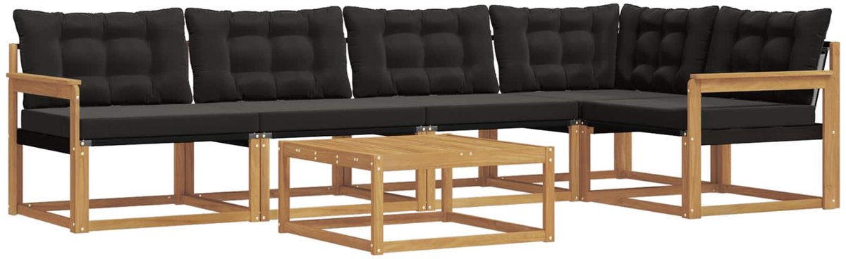 vidaXL Buiten - bank - set - 6 - st - Wit - en - zwart Wit en zwart
