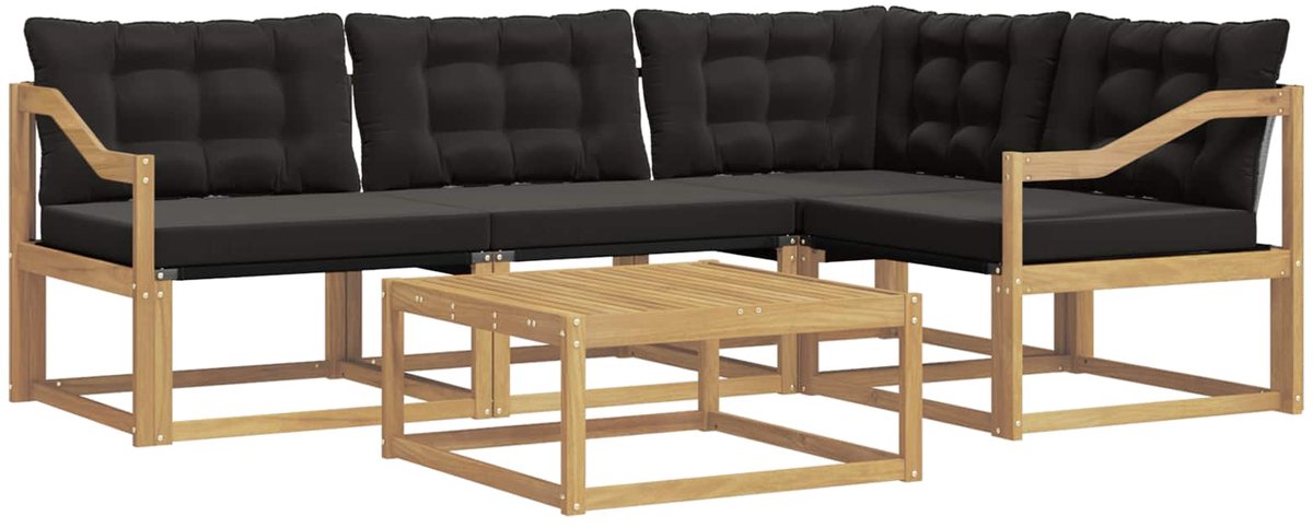 vidaXL Buiten - bank - set - 5 - st - Wit - en - zwart Wit en zwart
