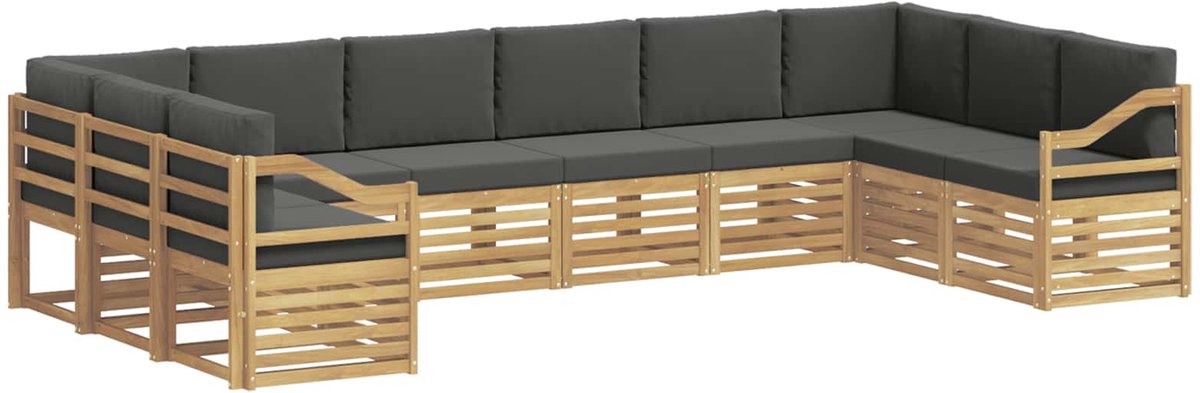 vidaXL Buiten - bank - set - 10 - st - 10-zits - Wit - en - antracietkleurig - Polyester Wit en antracietkleurig