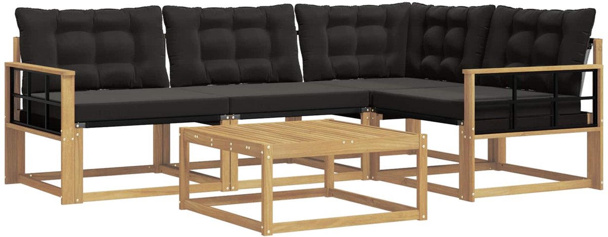 vidaXL Buiten - bank - set - 5 - st - Wit - en - zwart Wit en zwart