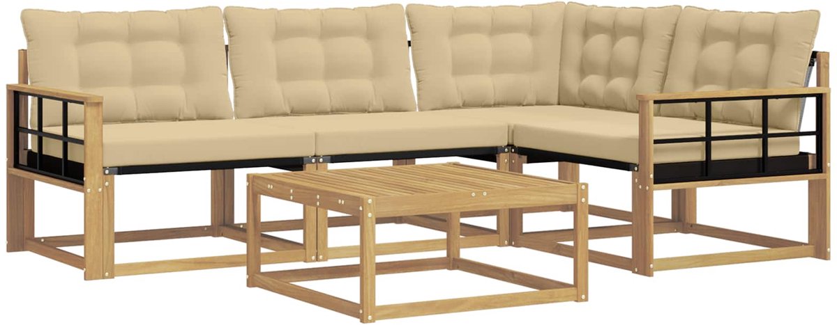 vidaXL Buiten - bank - set - 5 - st - Wit - en - Beige Wit en beige