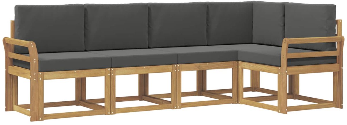 vidaXL Buiten - bank - set - 5 - st - 5-zits - Wit - en - antracietkleurig Wit en antracietkleurig