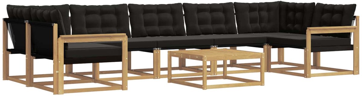 vidaXL Buiten - bank - set - 8 - st - 7-zits - Wit - en - zwart Wit en zwart