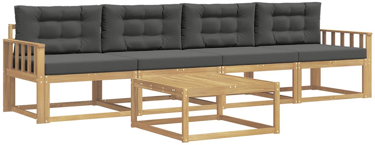 vidaXL Buiten - bank - set - 4 - st - 4-zits - Wit - en - antracietkleurig Wit en antracietkleurig