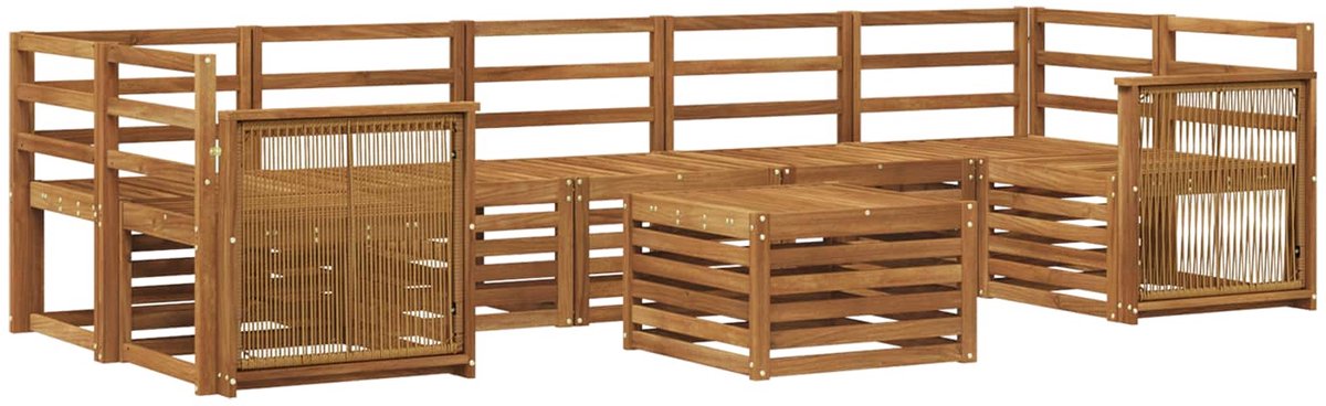 vidaXL Buiten - bank - set - 8 - st - 7-zits - Naturel - Massief - Acacia - Hout