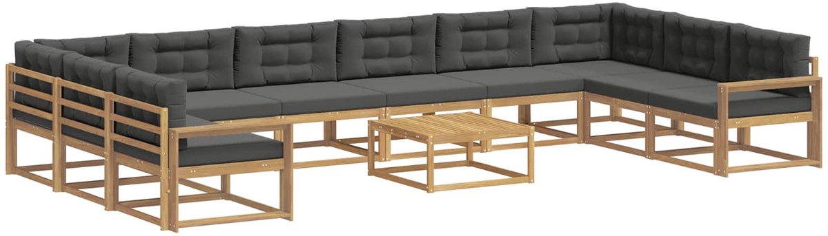 vidaXL Buiten - bank - set - 11 - st - 10-zits - Wit - en - antracietkleurig Wit en antracietkleurig