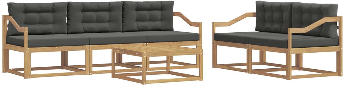 vidaXL Buiten - bank - set - 6 - st - 5-zits - Wit - en - antracietkleurig Wit en antracietkleurig