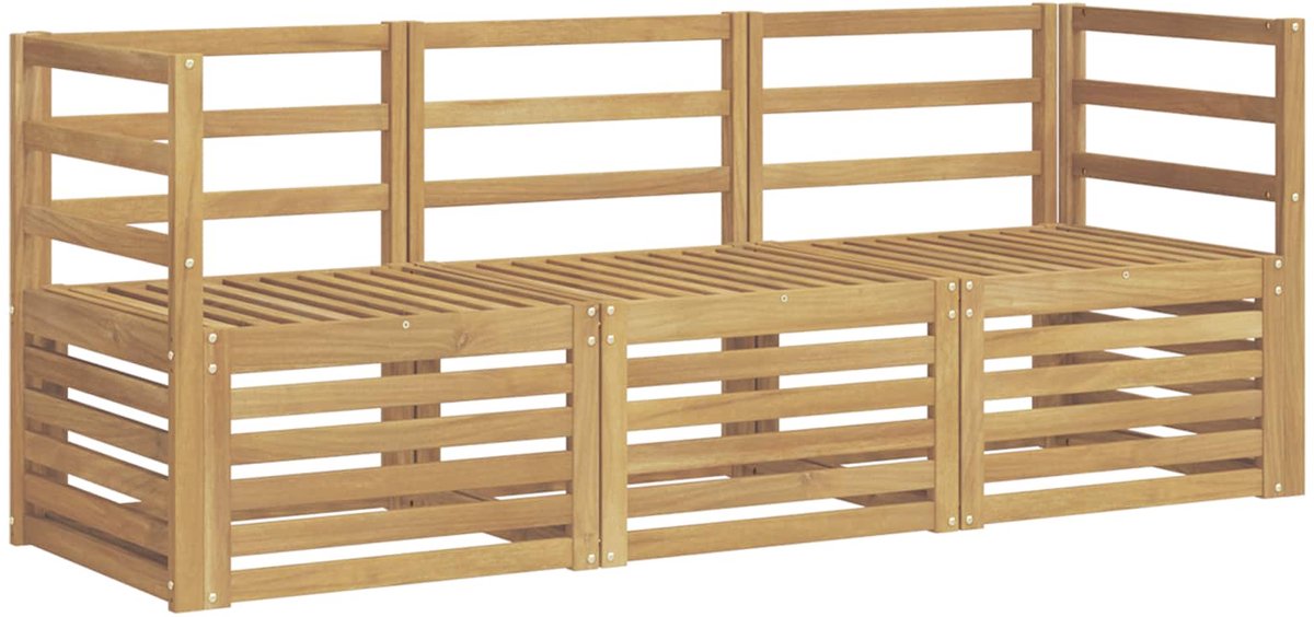 vidaXL Buiten - bank - set - 3 - st - 3-zits - Wit - Massief - Acacia - Hout