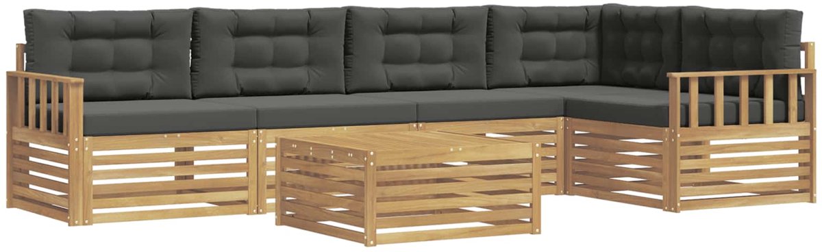 vidaXL Buiten - bank - set - 6 - st - 5-zits - Wit - en - antracietkleurig - Polyester Wit en antracietkleurig