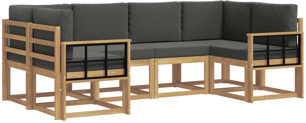 vidaXL Buiten - bank - set - 6 - st - 6-zits - Wit - en - antracietkleurig Wit en antracietkleurig