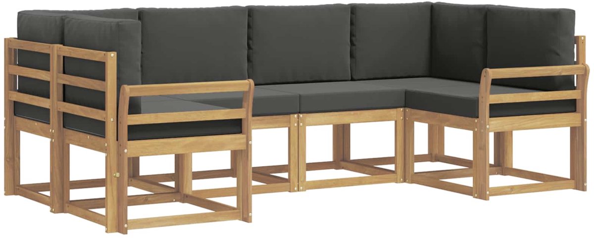 vidaXL Buiten - bank - set - 6 - st - 6-zits - Wit - en - antracietkleurig Wit en antracietkleurig