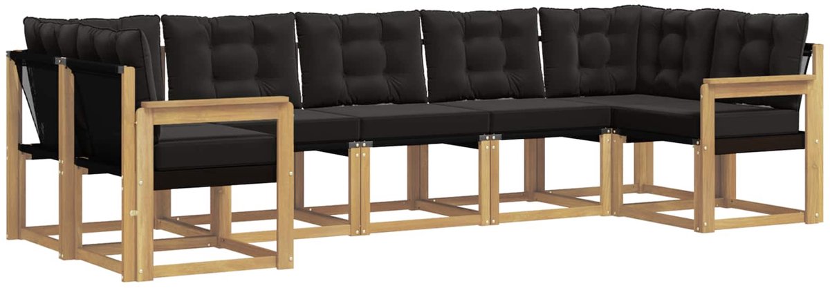 vidaXL Buiten - bank - set - 7 - st - 7-zits - Wit - en - zwart Wit en zwart