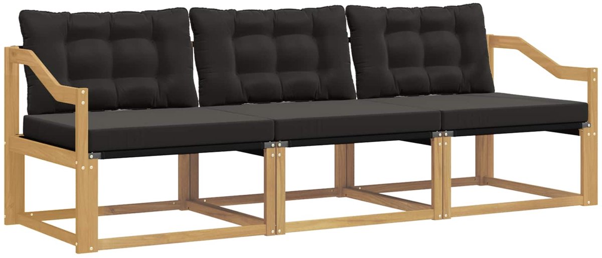 vidaXL Buiten - bank - set - 3 - st - Wit - en - zwart Wit en zwart