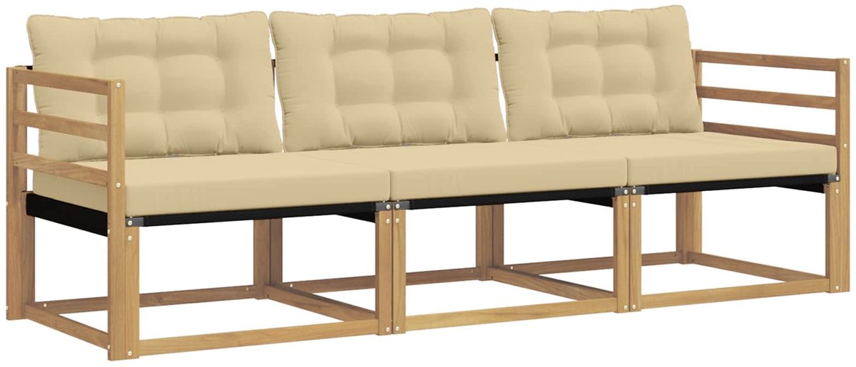 vidaXL Buiten - bank - set - 3 - st - Wit - en - Beige Wit en beige