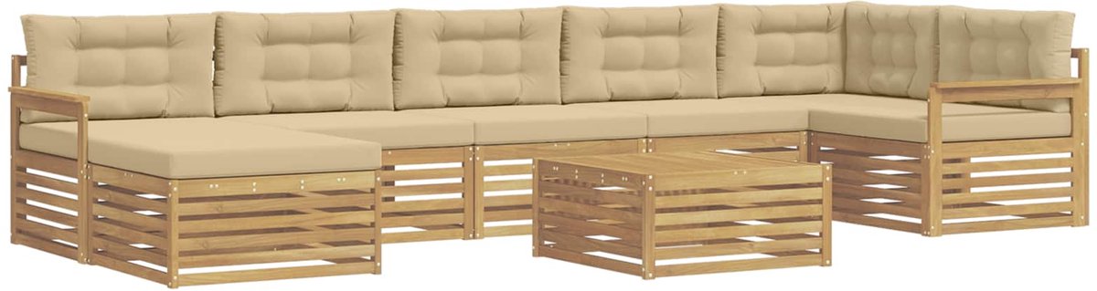 vidaXL Buiten - bank - set - 8 - st - 7-zits - Wit - en - Beige Wit en Beige