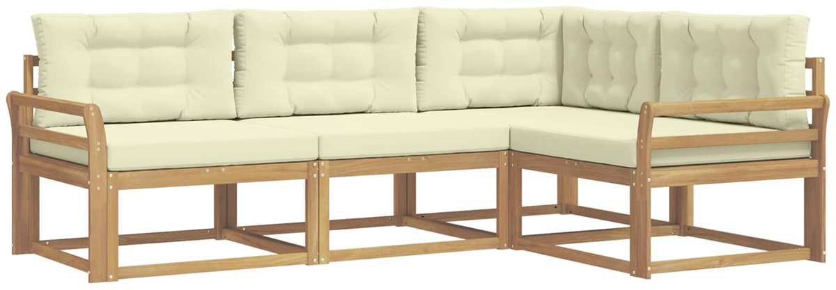 vidaXL Buiten - bank - set - 4 - st - Wit - en - crèmekleurig - 250 - x - 170,5 - x - 73 - cm