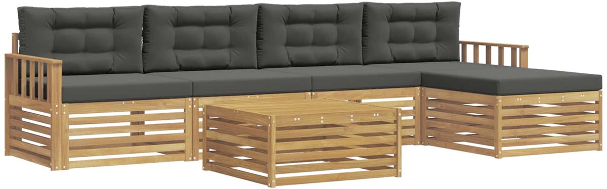 vidaXL Buiten - bank - set - 6 - st - 5-zits - Wit - en - antracietkleurig - Polyester Wit en antracietkleurig