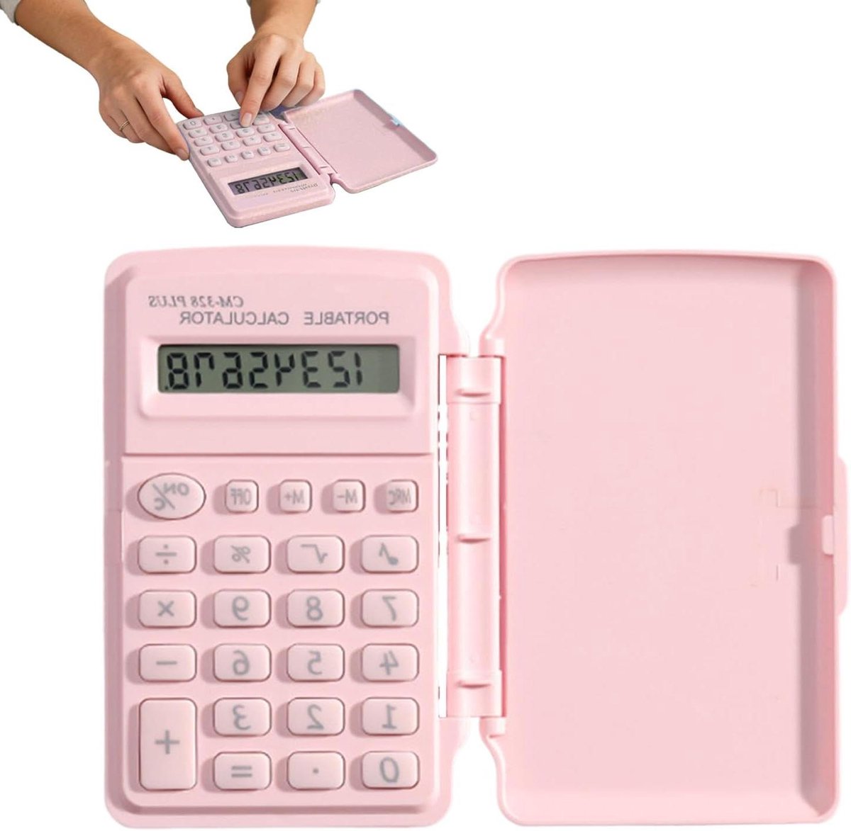 Mini Rekenmachine - Zakcalculator Basis - Dagelijkse Berekeningen - 8-Cijferig LCD Scherm - 10 x 6 cm - Roze