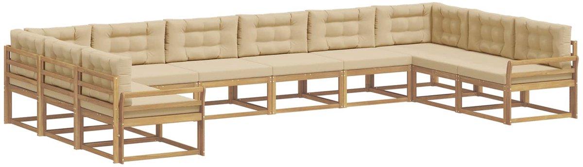 vidaXL Buiten - bank - set - 10 - st - 10-zits - Wit - en - Beige Wit en Beige