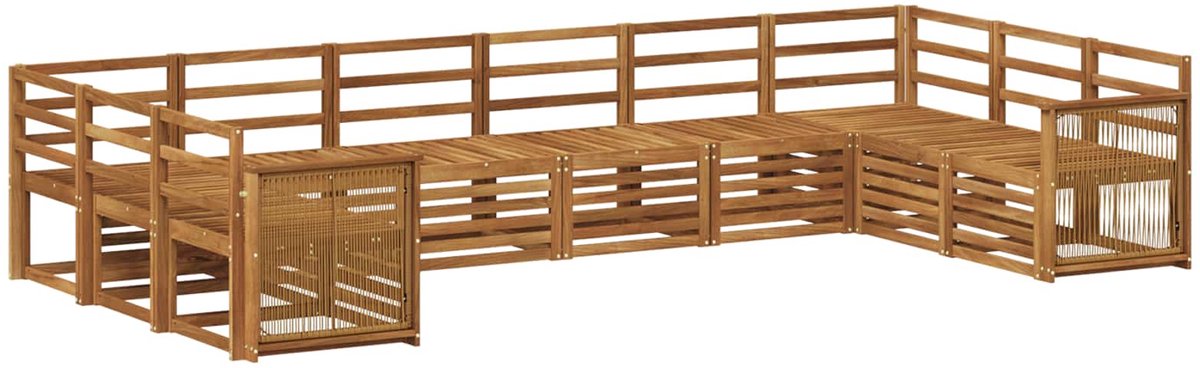 vidaXL Buiten - bank - set - 10 - st - 10-zits - Naturel - Massief - Acacia - Hout