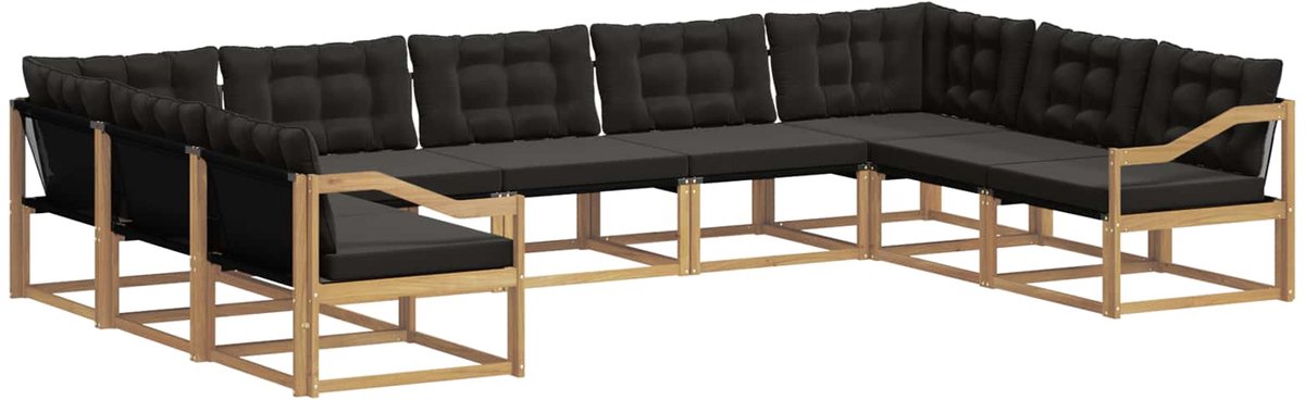 vidaXL Buiten - bank - set - 9 - st - 9-zits - Wit - en - zwart Wit en zwart
