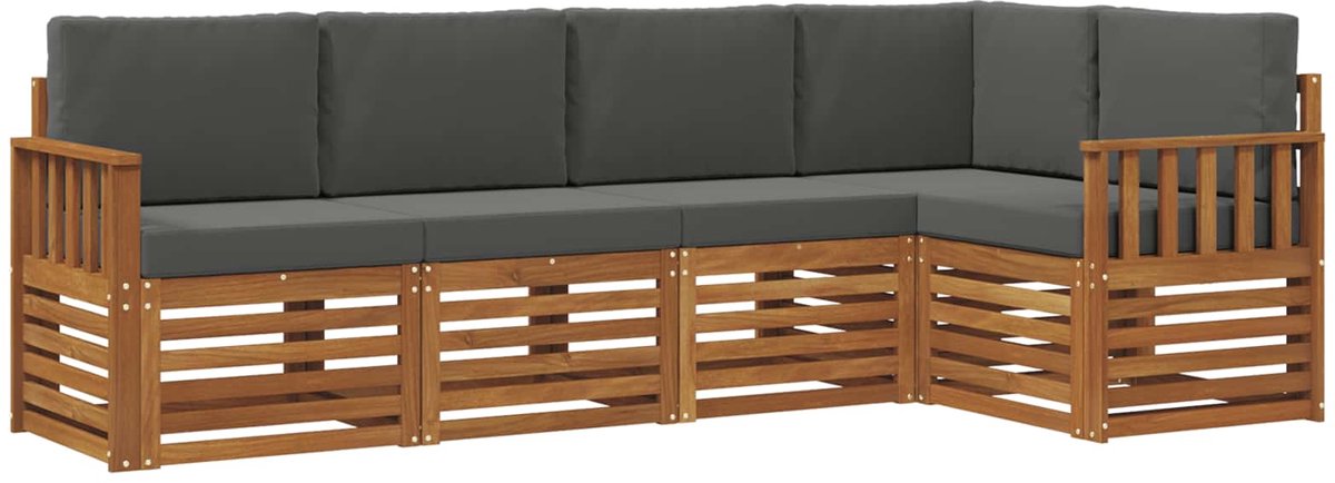 vidaXL Buiten - bank - set - 5 - st - Natuurlijk - en - Antraciet - Polyester Natuurlijk en Antraciet