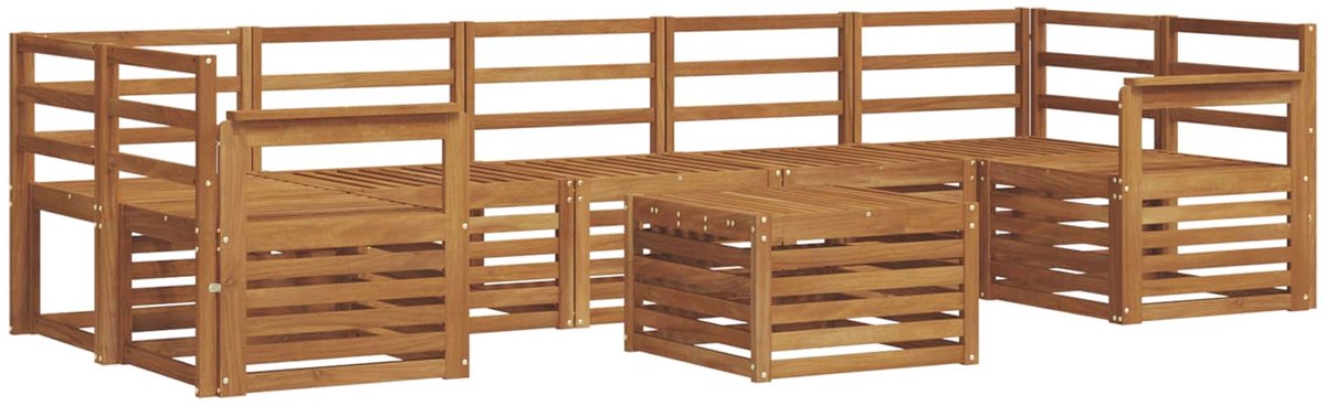 vidaXL Buiten - bank - set - 8 - st - 7-zits - Naturel - Massief - Acacia - Hout