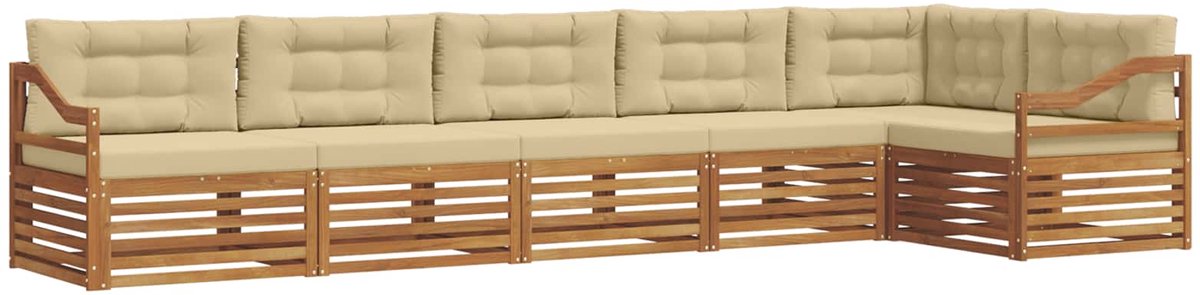 vidaXL Buiten - bank - set - 6 - st - 6-zits - Natuurlijk - en - Beige Natuurlijk en Beige